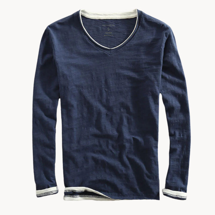 Eamon - Cozy Long Sleeve V-Neck Shirt