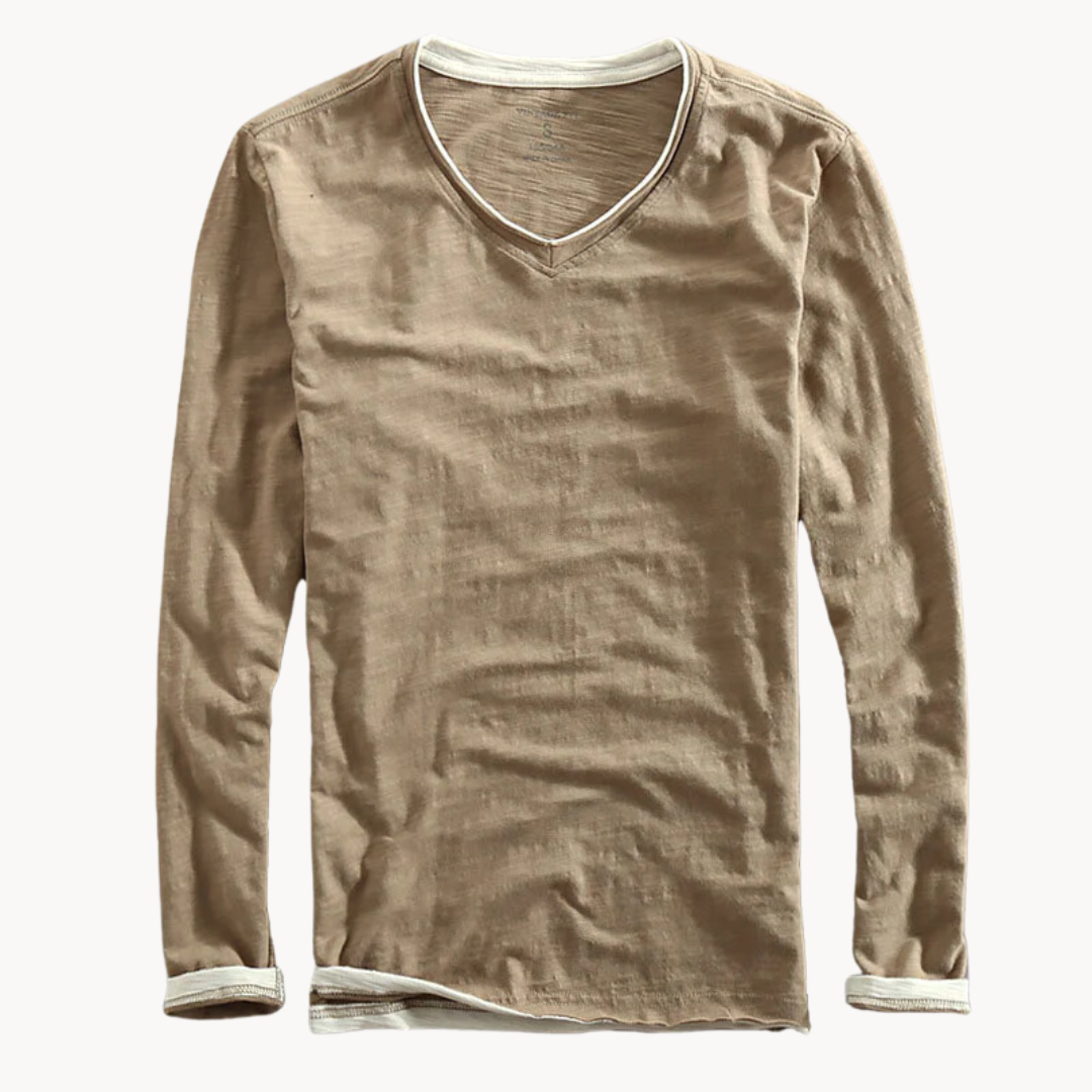 Eamon - Cozy Long Sleeve V-Neck Shirt