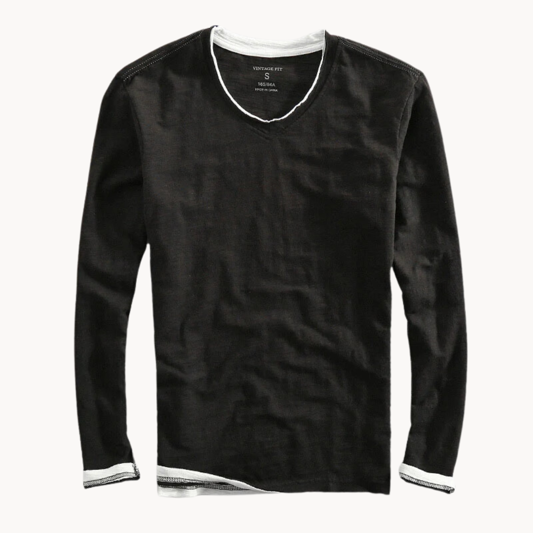 Eamon - Cozy Long Sleeve V-Neck Shirt