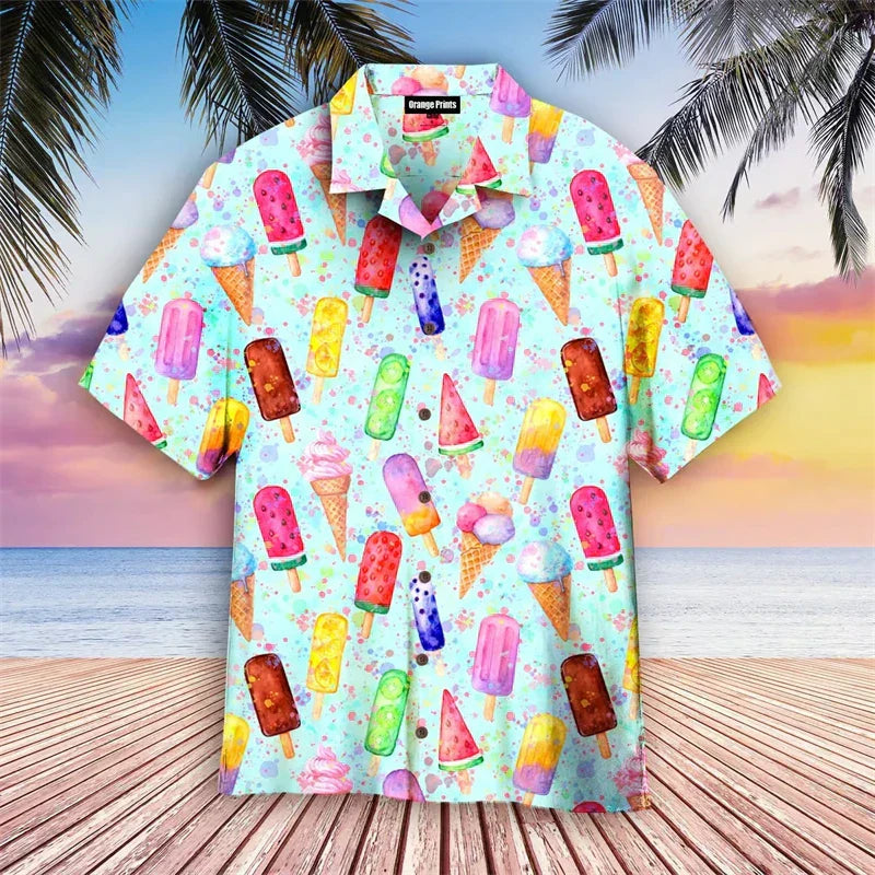 Liam - Shirt with Ice Cream Pattern