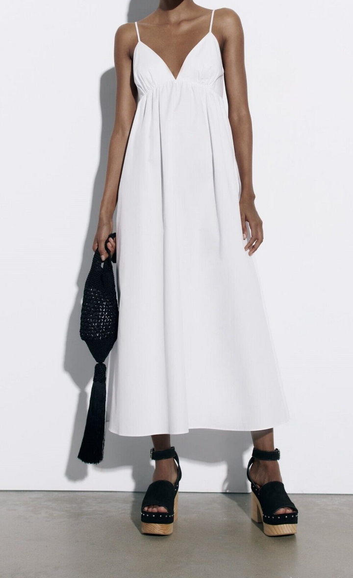 Hannah - White Midi Dress